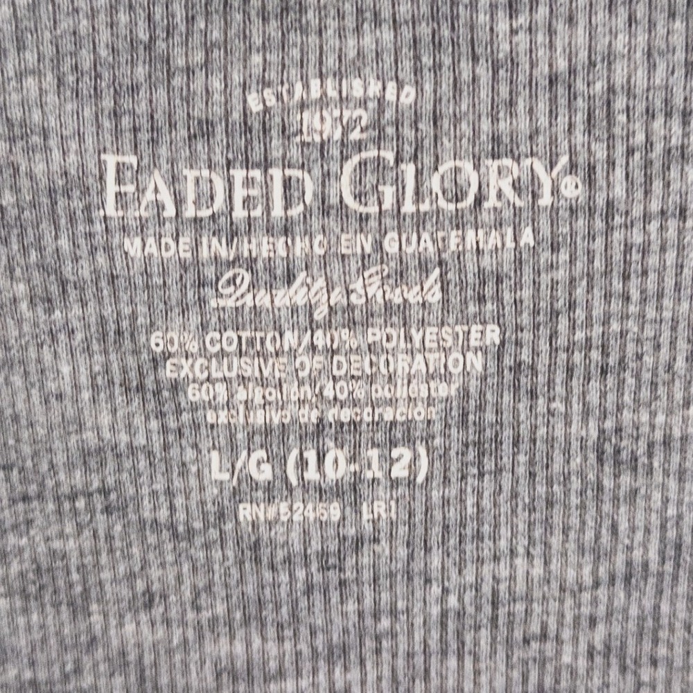 Faded Glory Tank‎ Top Girls Large 10-12 Gray Ribbed Lace Trim Cami Kid Fashion - Picture 3 of 3